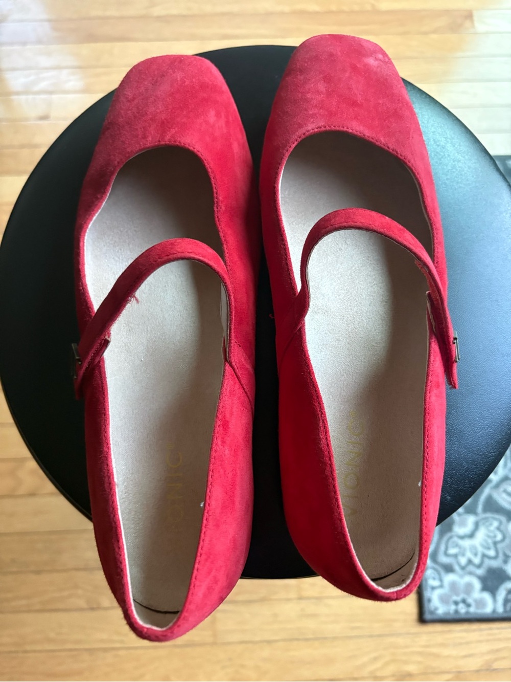 Vionic Red Suede Mary Jane Flats